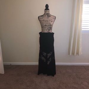 Black Torrid lace peak-a-boo maxi skirt